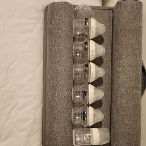 Set of Clear Baby Bottles with White Caps